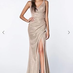Cinderella Divine Plunging V Neck Trumpet Gown